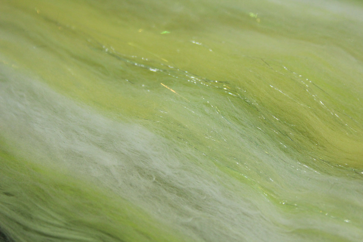 Merino Art Batt  - Green White Yellow  - 52 grams 1.8 oz - Wool for felting, spinning and weaving