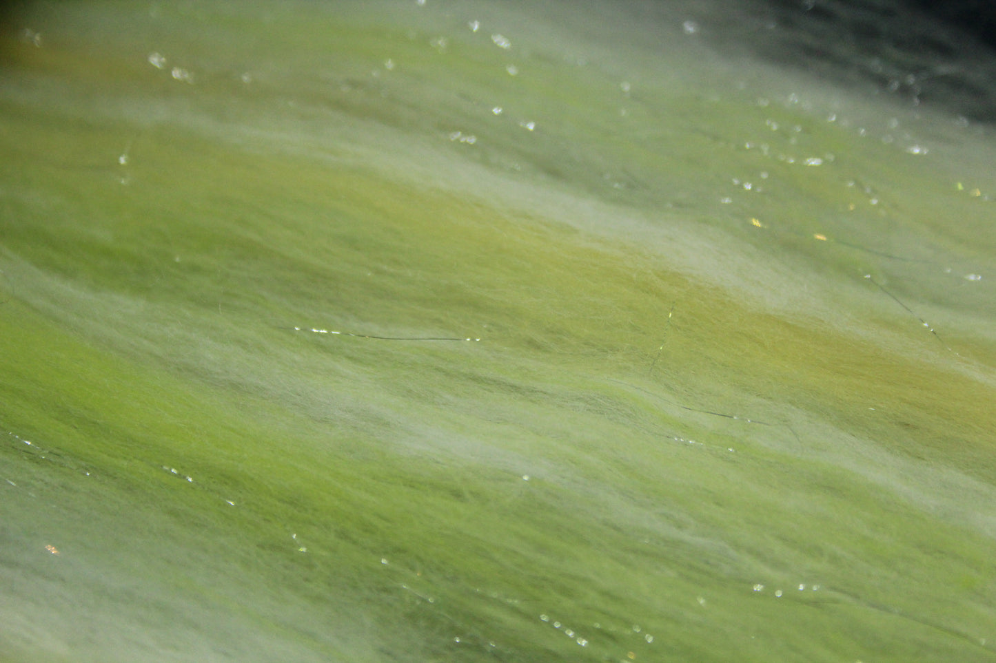Merino Art Batt  - Green White Yellow  - 52 grams 1.8 oz - Wool for felting, spinning and weaving