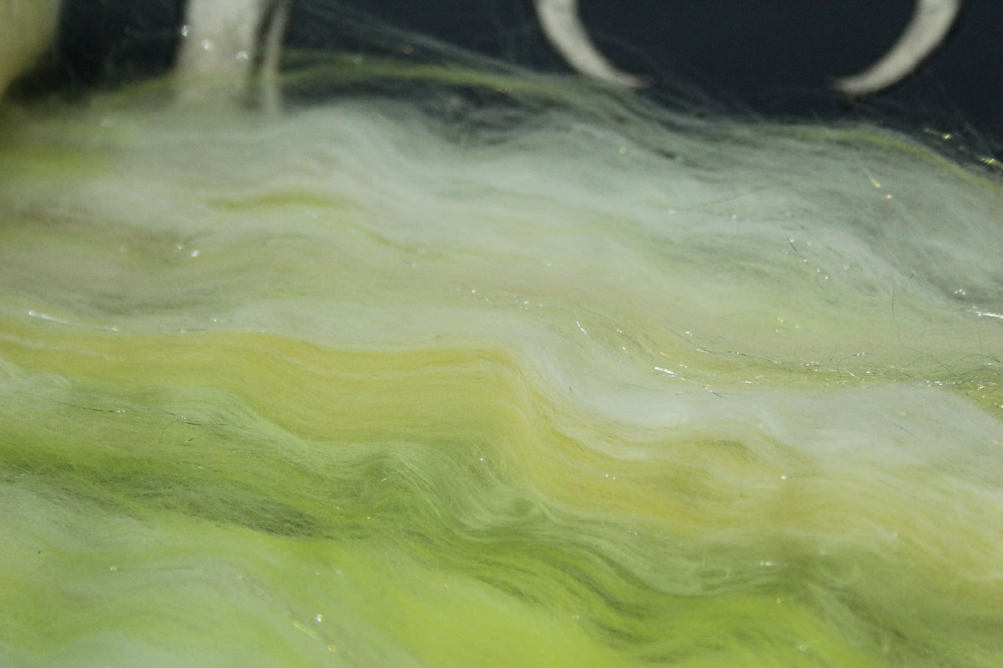 Merino Art Batt  - Green White Yellow  - 52 grams 1.8 oz - Wool for felting, spinning and weaving