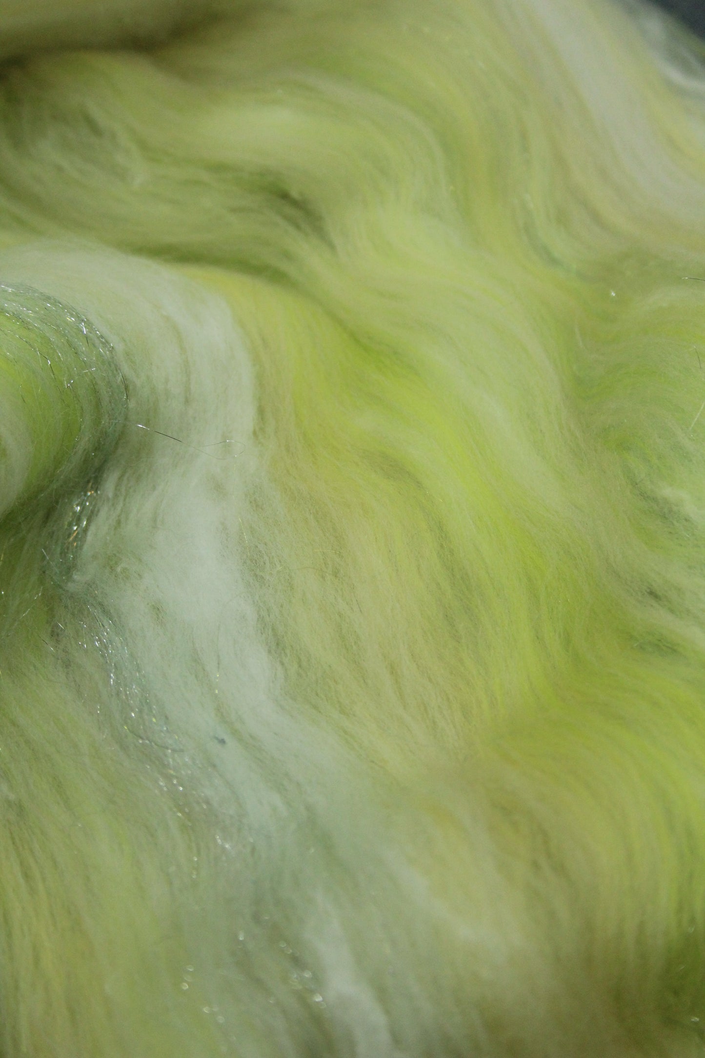 Merino Art Batt  - Green White Yellow  - 52 grams 1.8 oz - Wool for felting, spinning and weaving