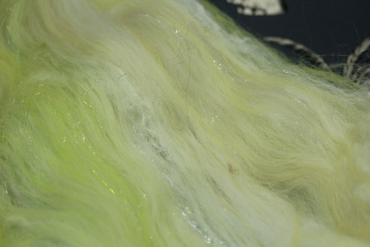 Merino Art Batt  - Green White Yellow  - 52 grams 1.8 oz - Wool for felting, spinning and weaving