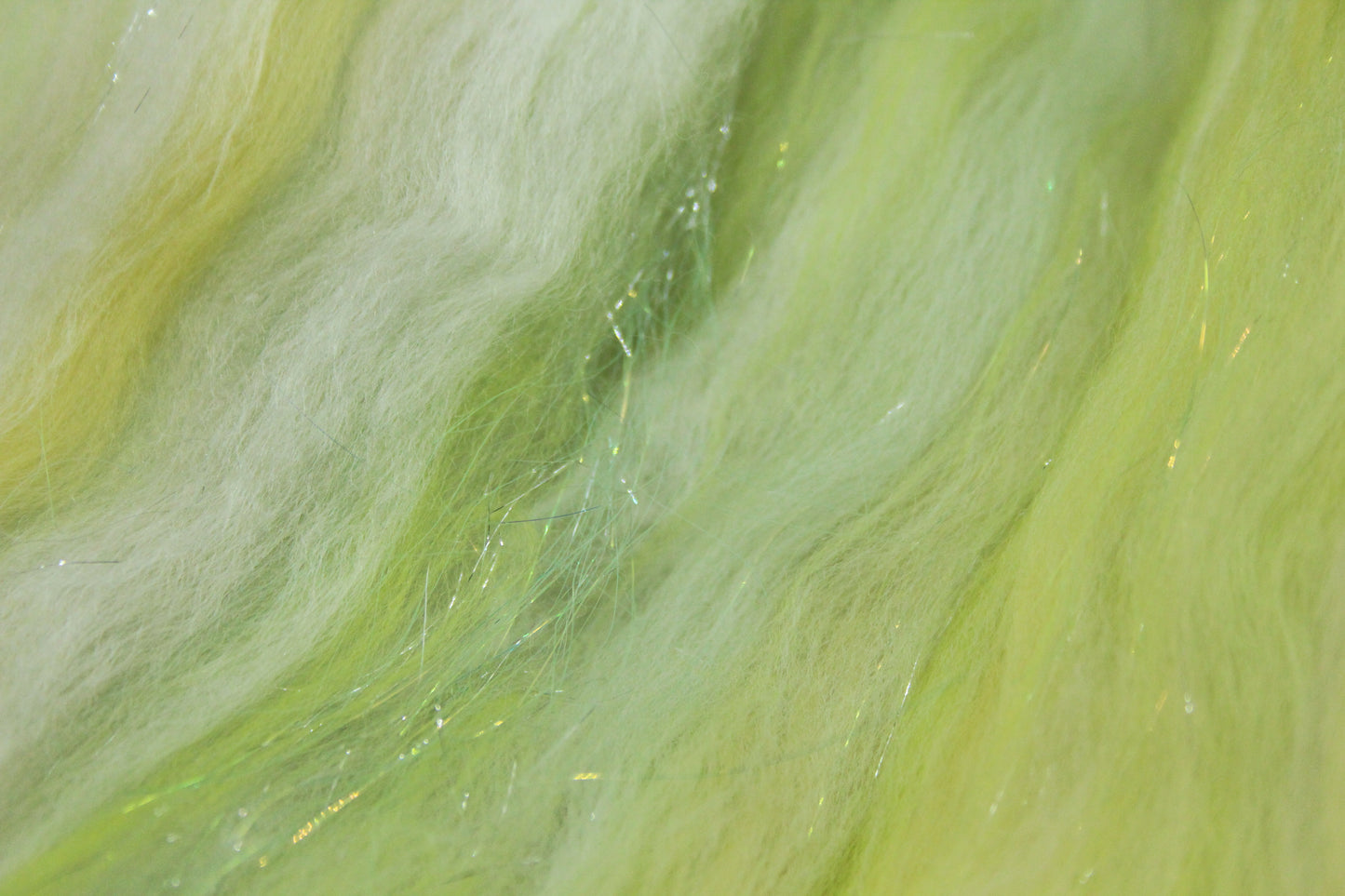 Merino Art Batt  - Green White Yellow  - 52 grams 1.8 oz - Wool for felting, spinning and weaving