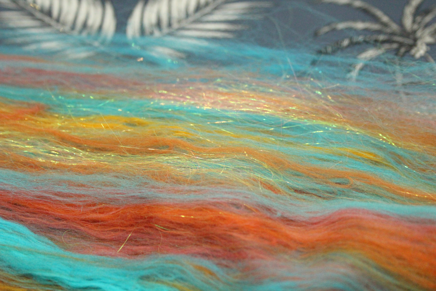 Merino Art Batt  - Orange Turquoise  - 53 grams 1.8 oz - Wool for felting, spinning and weaving (Copy)
