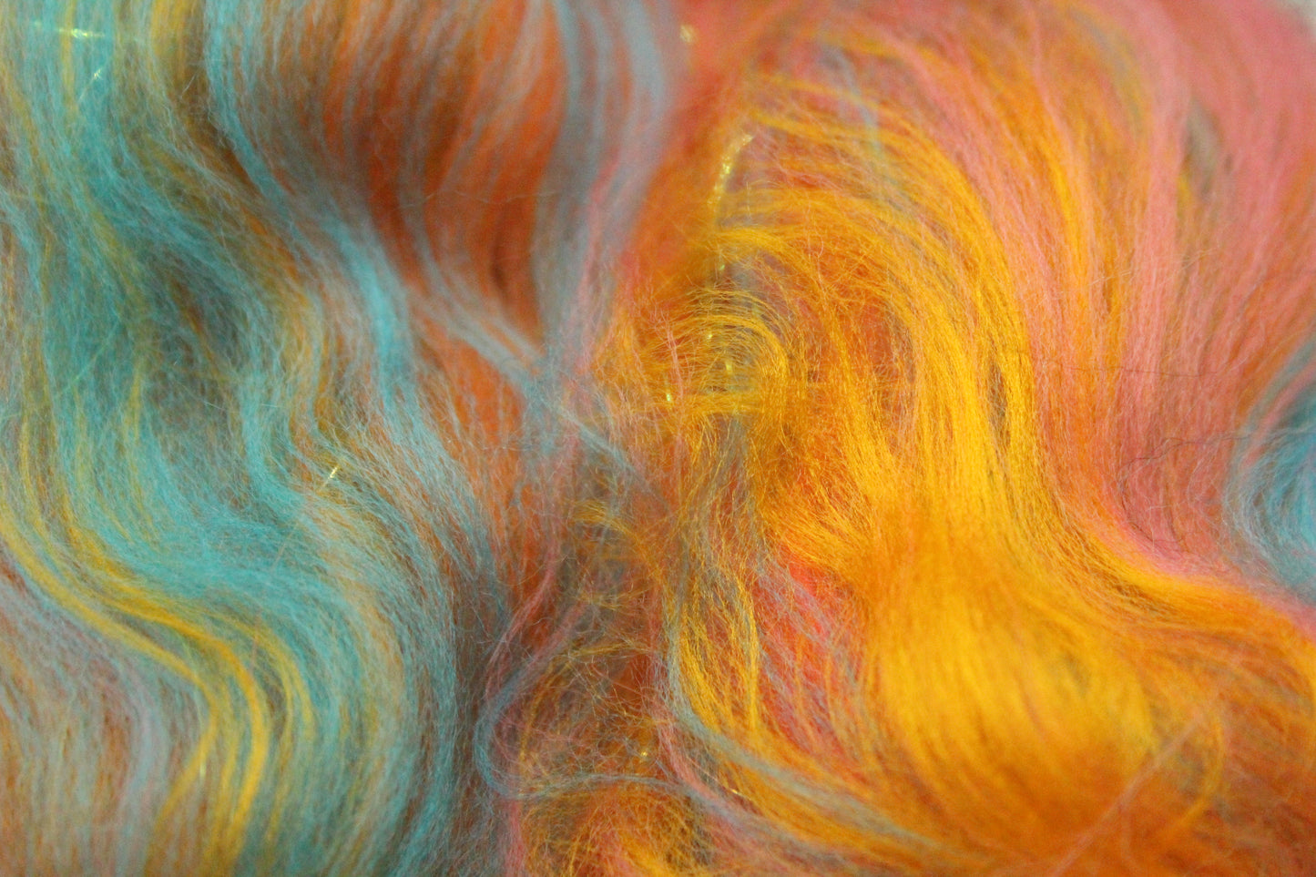 Merino Art Batt  - Orange Turquoise  - 53 grams 1.8 oz - Wool for felting, spinning and weaving (Copy)