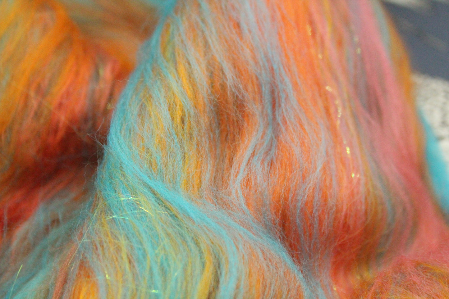 Merino Art Batt  - Orange Turquoise  - 53 grams 1.8 oz - Wool for felting, spinning and weaving (Copy)