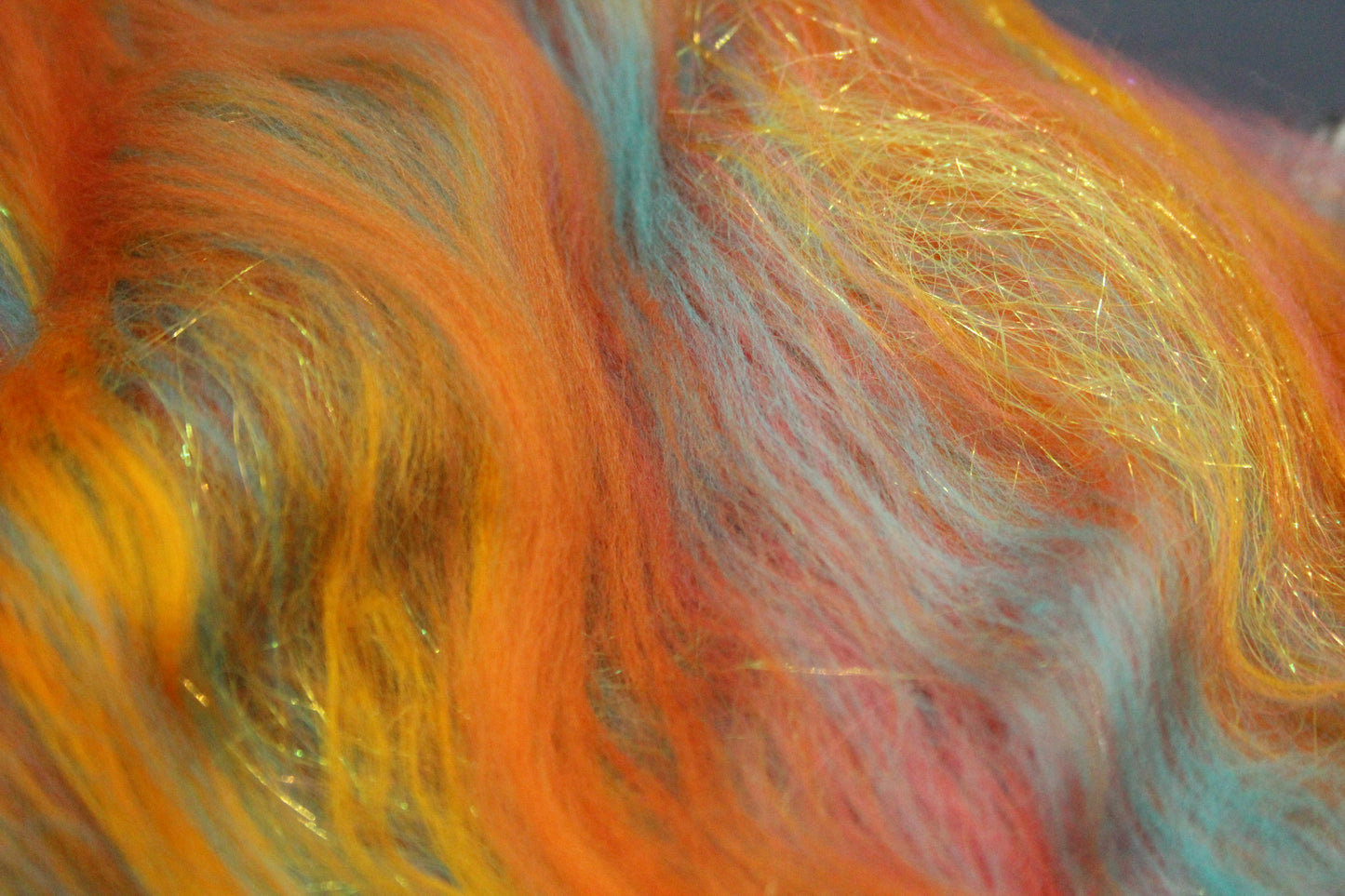 Merino Art Batt  - Orange Turquoise  - 53 grams 1.8 oz - Wool for felting, spinning and weaving (Copy)