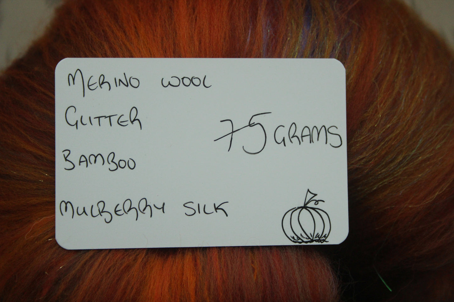 Merino Art Batt  - Orange Brown - 75 grams 2.6 oz - Wool for felting, spinning and weaving