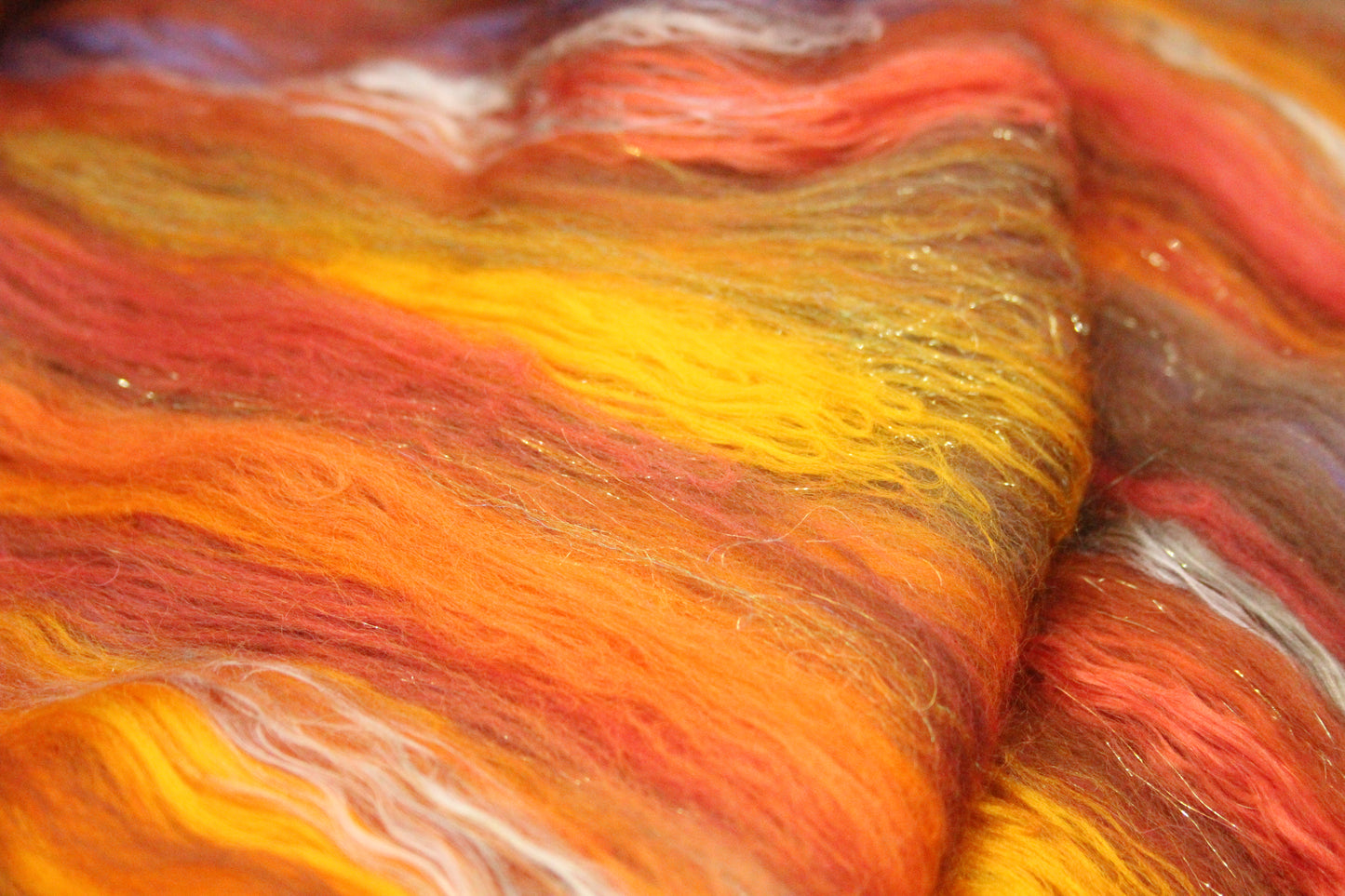 Merino Art Batt  - Orange Brown - 75 grams 2.6 oz - Wool for felting, spinning and weaving