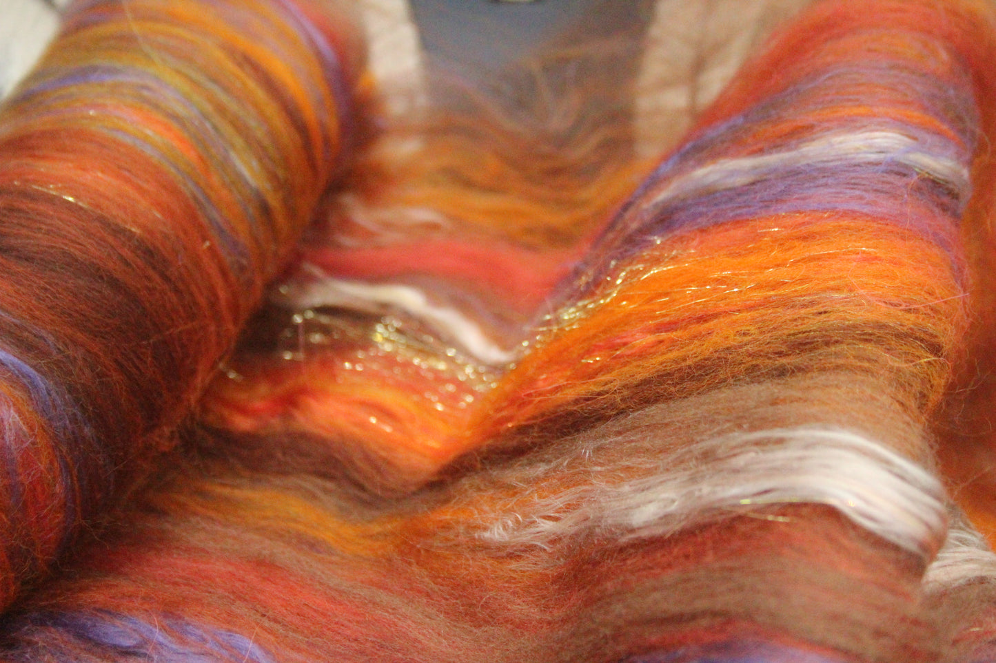 Merino Art Batt  - Orange Brown - 75 grams 2.6 oz - Wool for felting, spinning and weaving