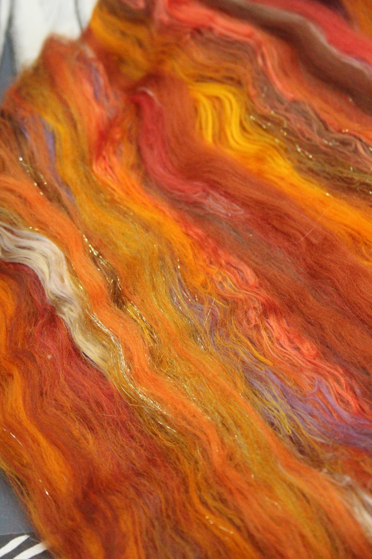 Merino Art Batt  - Orange Brown - 75 grams 2.6 oz - Wool for felting, spinning and weaving