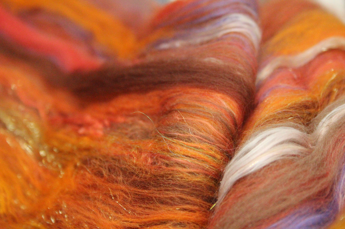 Merino Art Batt  - Orange Brown - 75 grams 2.6 oz - Wool for felting, spinning and weaving