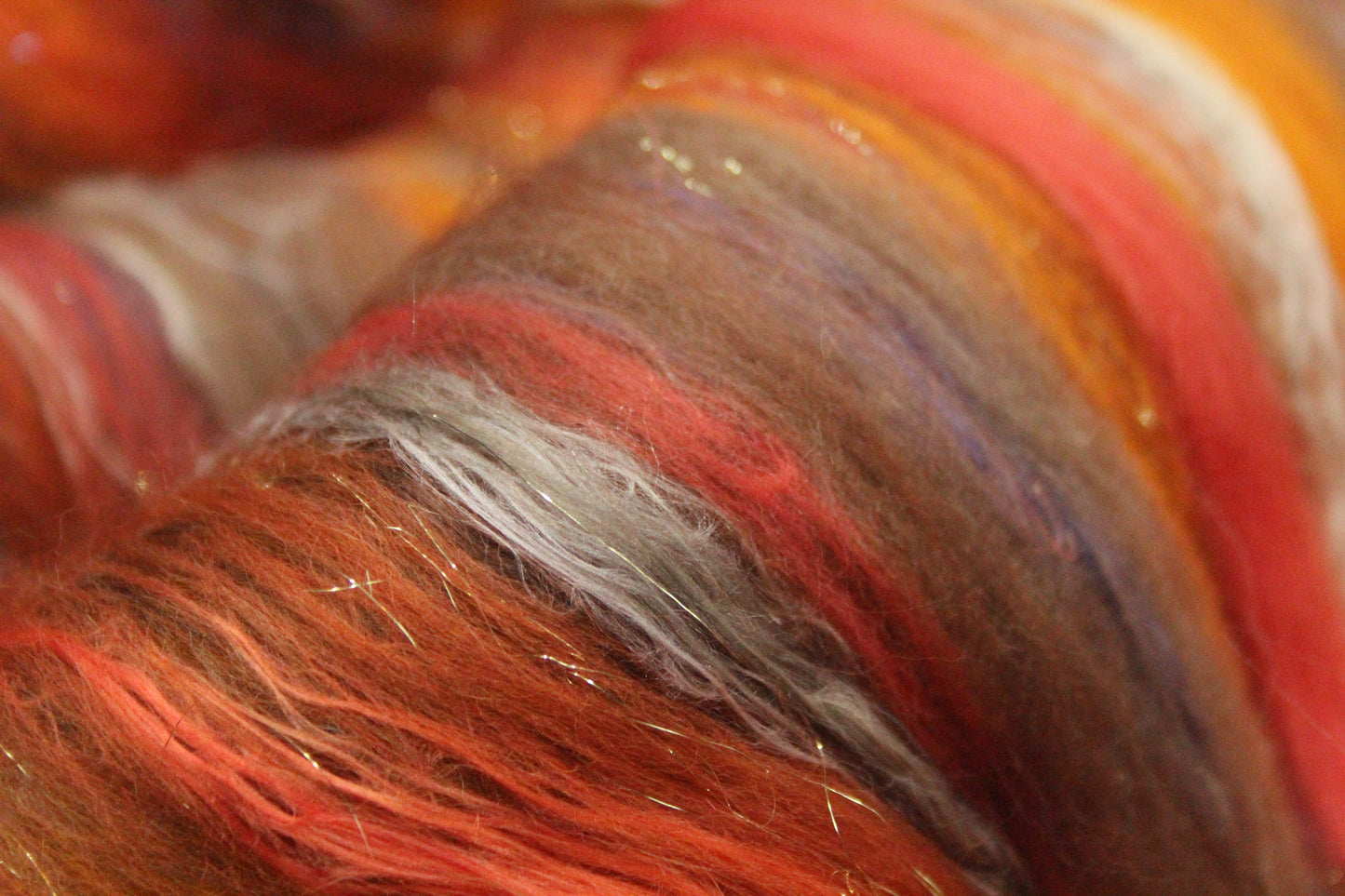 Merino Art Batt  - Orange Brown - 75 grams 2.6 oz - Wool for felting, spinning and weaving