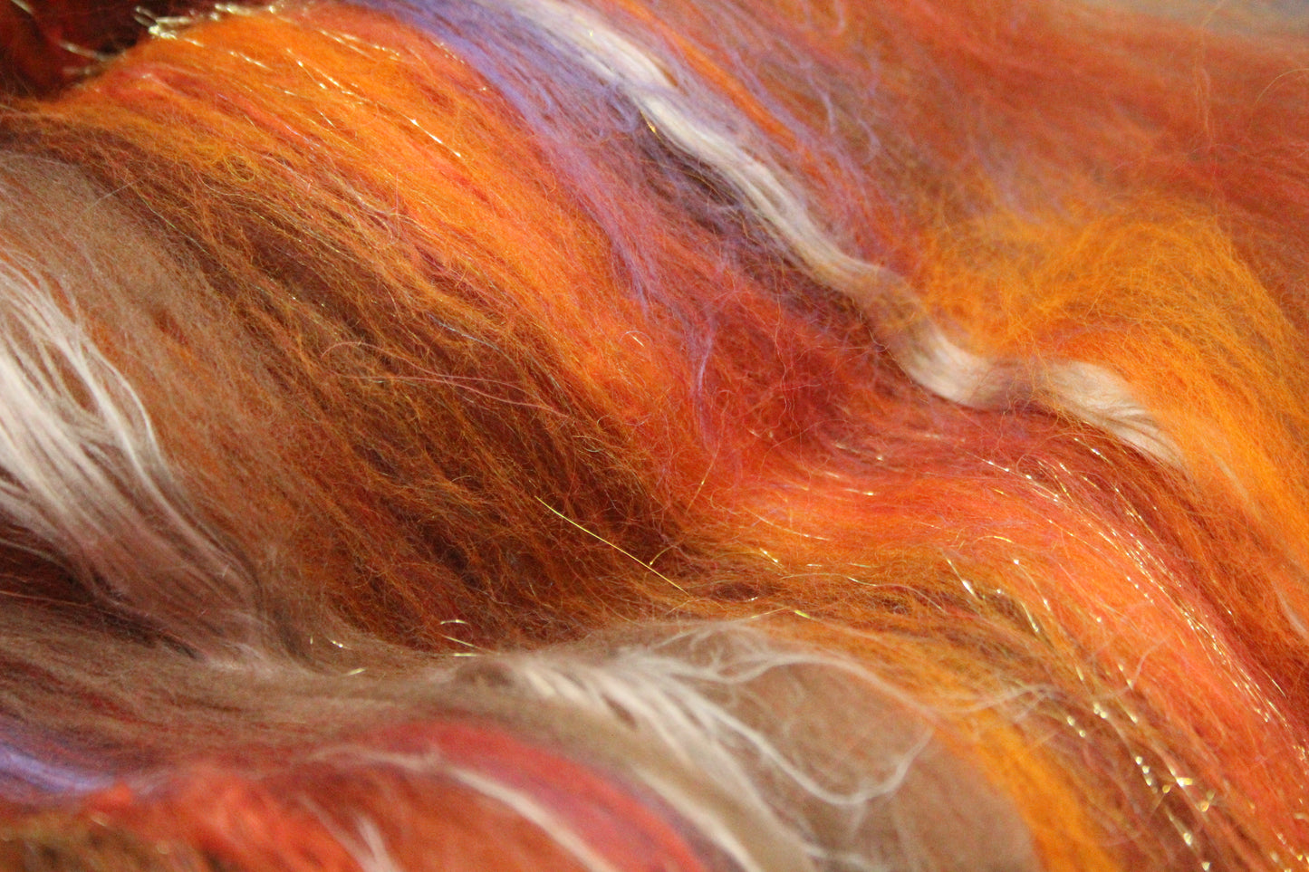 Merino Art Batt  - Orange Brown - 75 grams 2.6 oz - Wool for felting, spinning and weaving