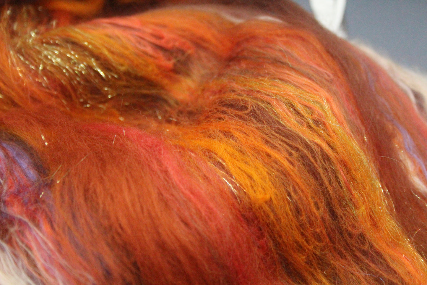 Merino Art Batt  - Orange Brown - 75 grams 2.6 oz - Wool for felting, spinning and weaving