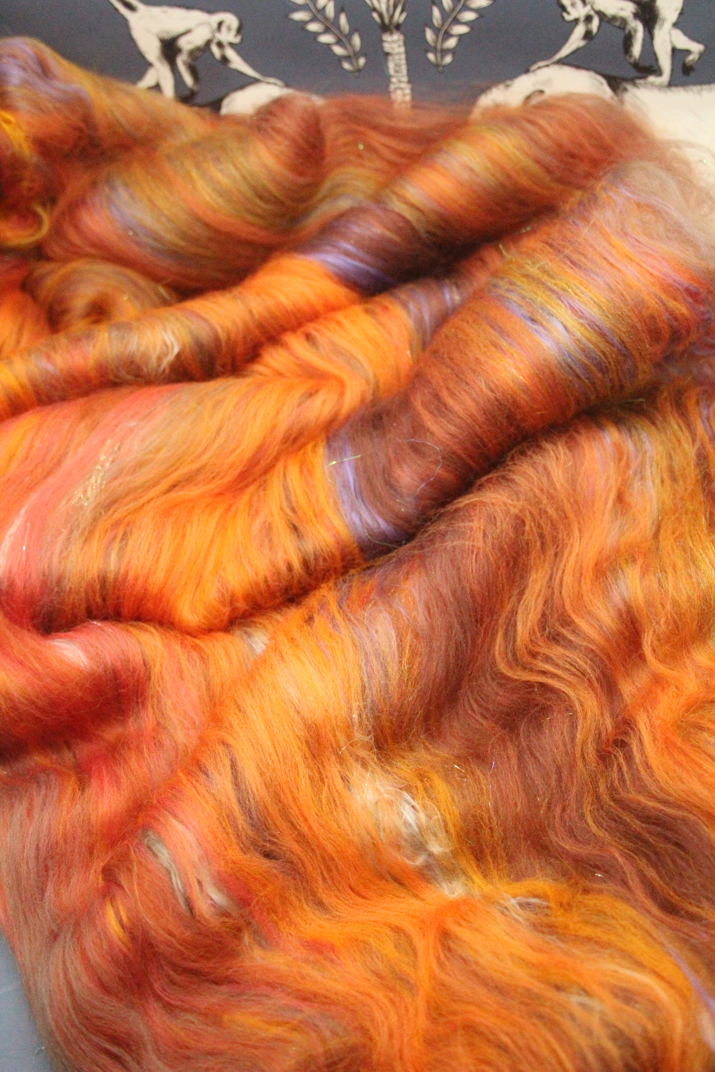 Merino Art Batt  - Orange Brown - 75 grams 2.6 oz - Wool for felting, spinning and weaving