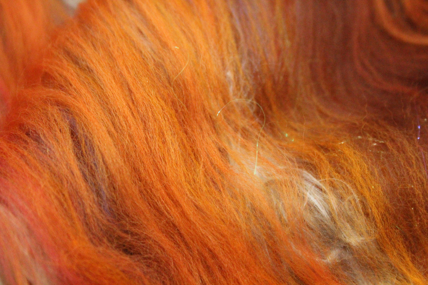 Merino Art Batt  - Orange Brown - 75 grams 2.6 oz - Wool for felting, spinning and weaving