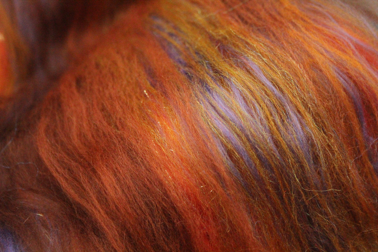 Merino Art Batt  - Orange Brown - 75 grams 2.6 oz - Wool for felting, spinning and weaving