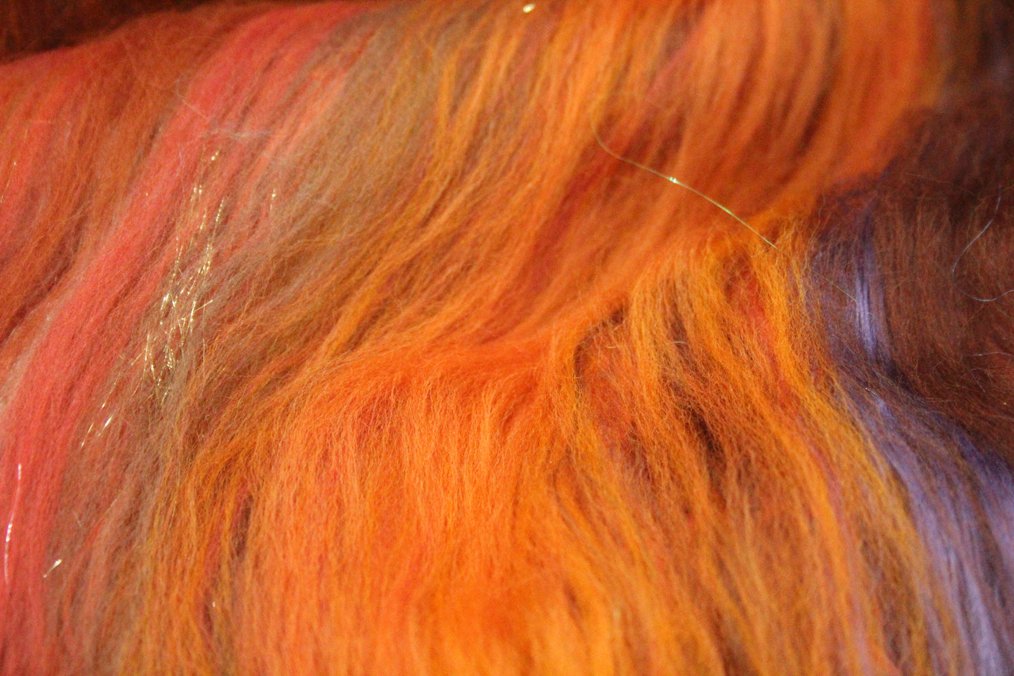 Merino Art Batt  - Orange Brown - 75 grams 2.6 oz - Wool for felting, spinning and weaving
