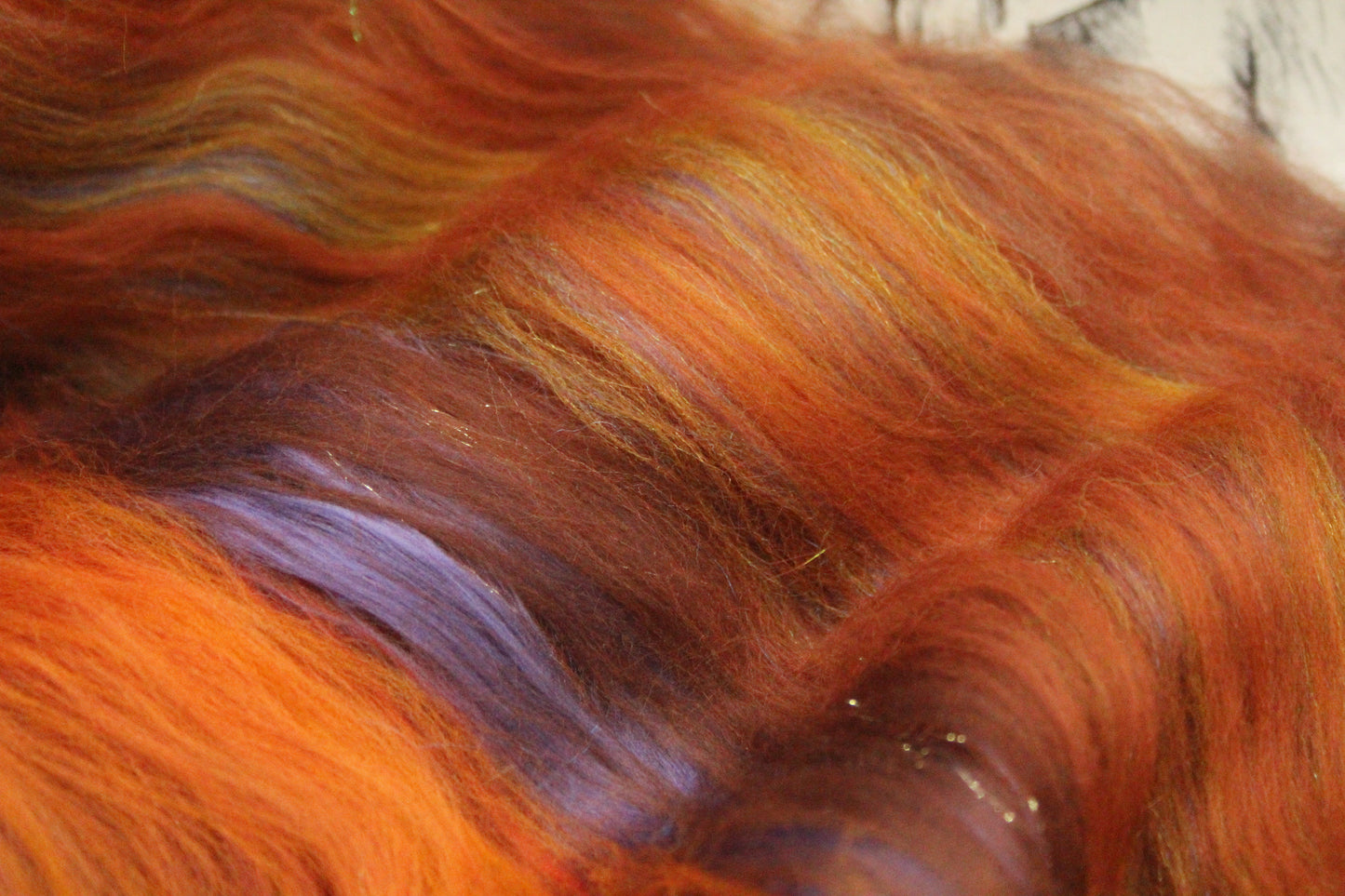 Merino Art Batt  - Orange Brown - 75 grams 2.6 oz - Wool for felting, spinning and weaving