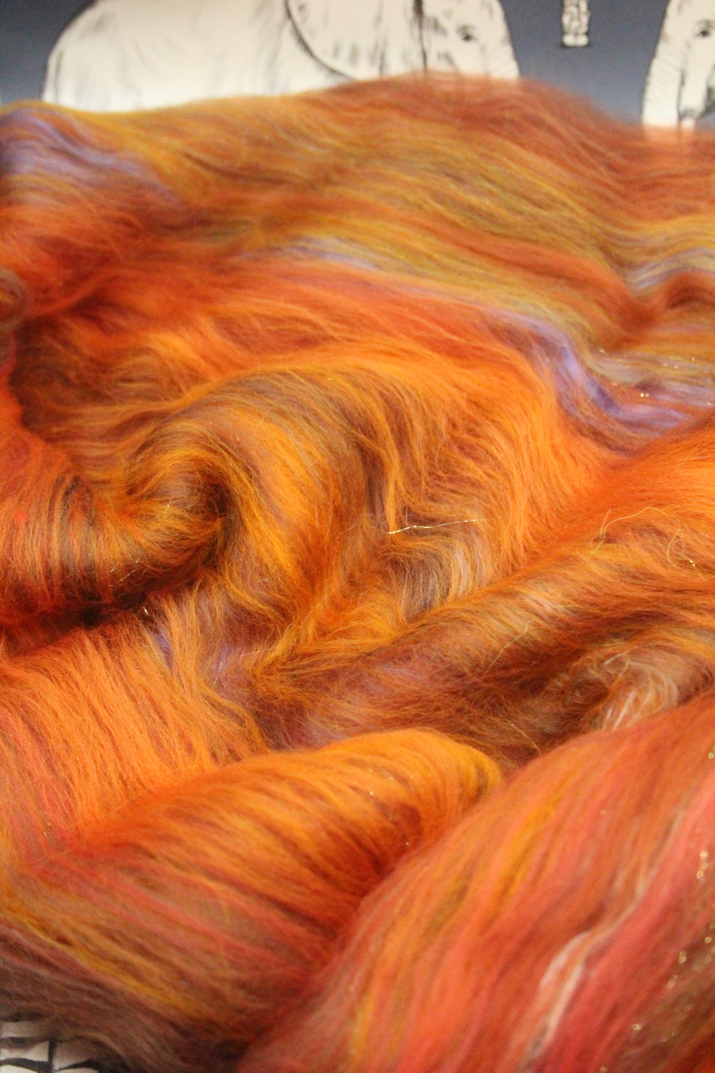 Merino Art Batt  - Orange Brown - 75 grams 2.6 oz - Wool for felting, spinning and weaving