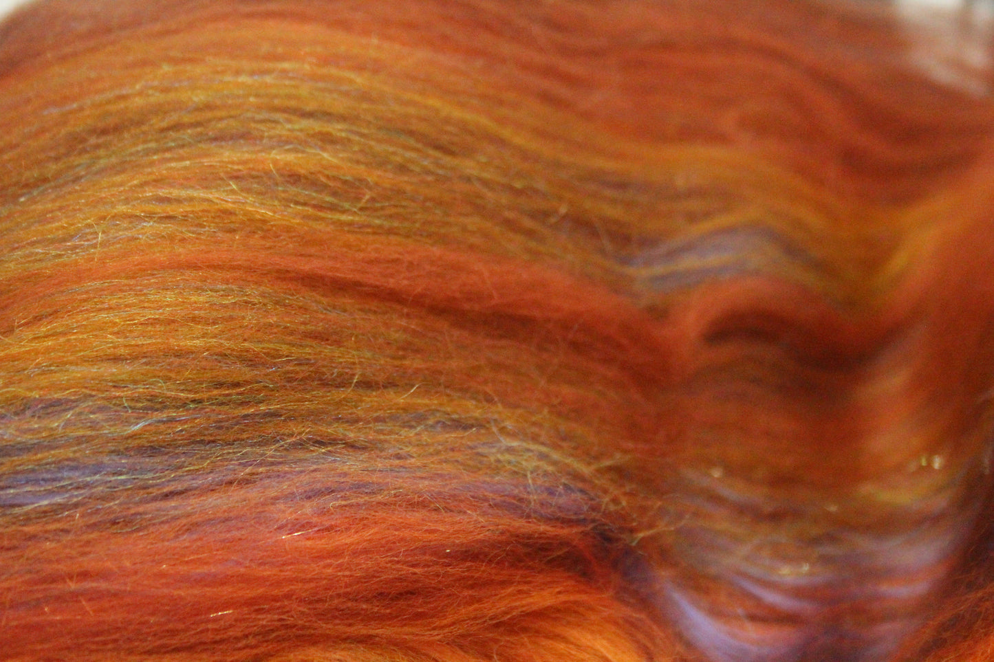 Merino Art Batt  - Orange Brown - 75 grams 2.6 oz - Wool for felting, spinning and weaving