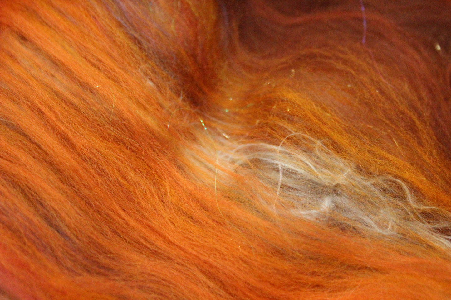 Merino Art Batt  - Orange Brown - 75 grams 2.6 oz - Wool for felting, spinning and weaving