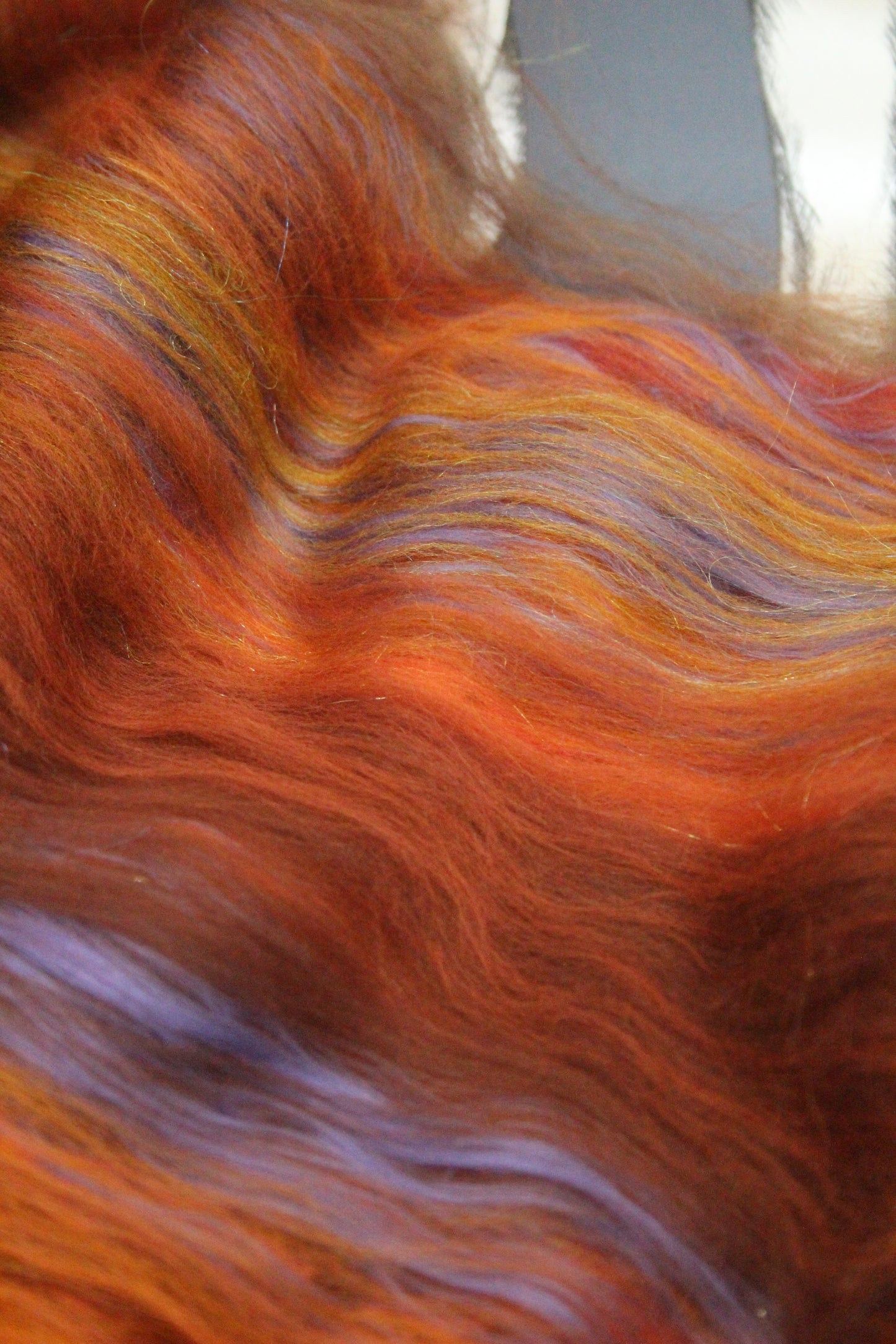 Merino Art Batt  - Orange Brown - 75 grams 2.6 oz - Wool for felting, spinning and weaving