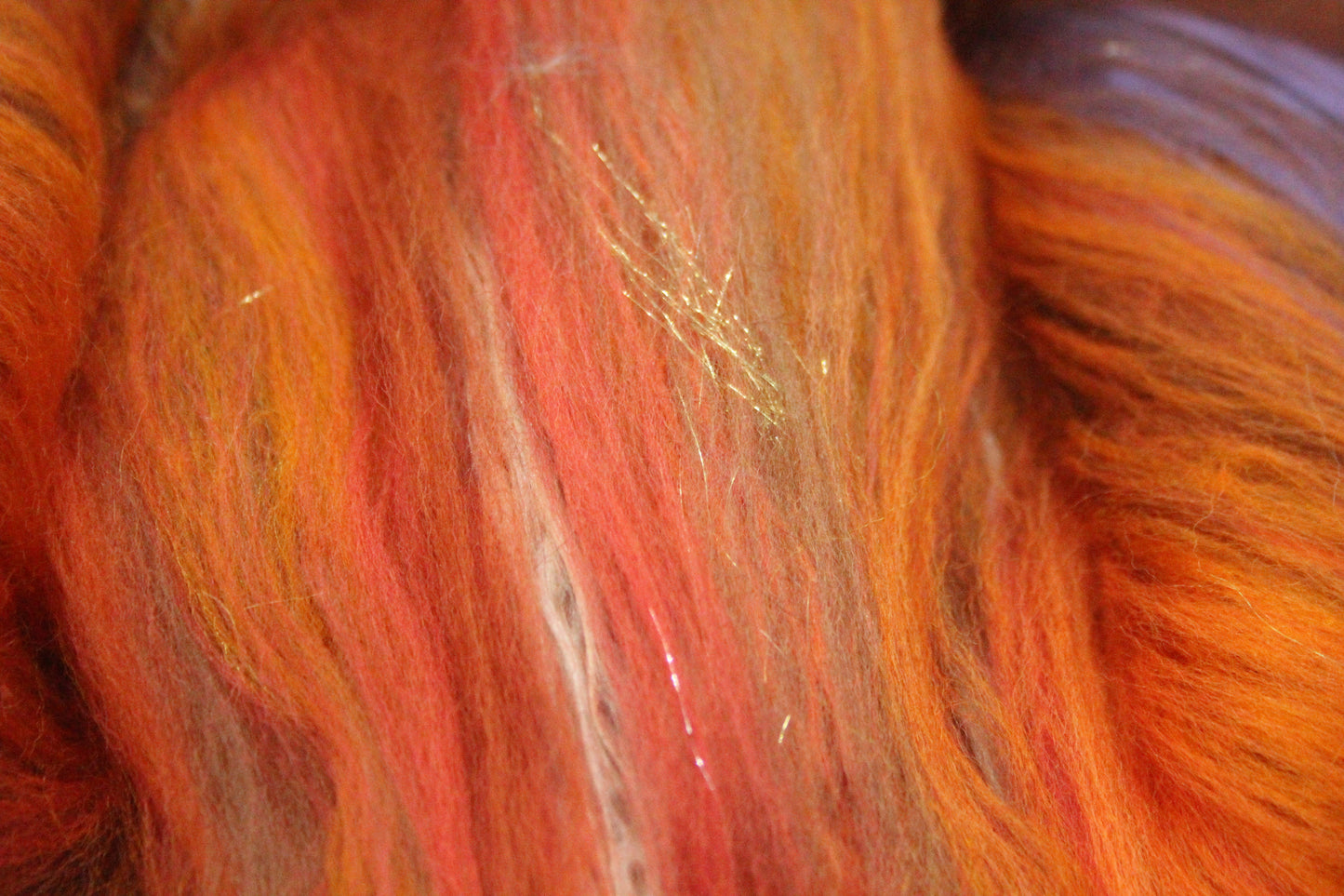 Merino Art Batt  - Orange Brown - 75 grams 2.6 oz - Wool for felting, spinning and weaving