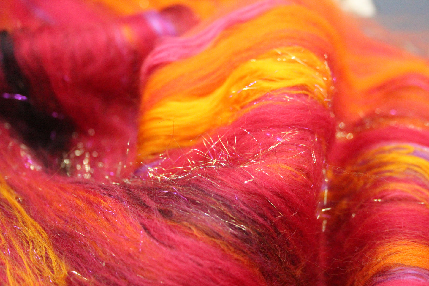 Merino Art Batt  - Orange Red Damson - Gradient - 60 grams 2.1 oz - Wool for felting, spinning and weaving