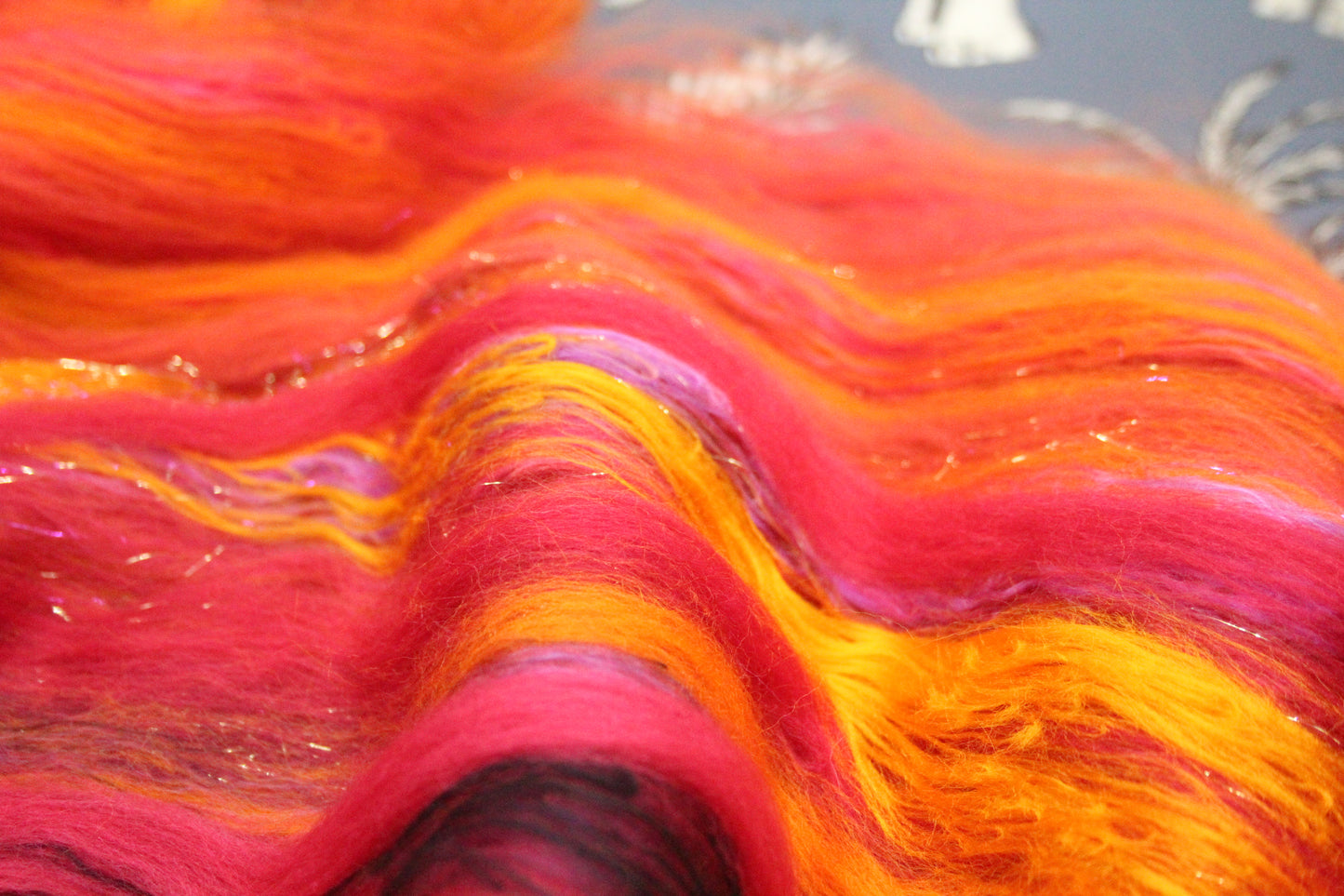Merino Art Batt  - Orange Red Damson - Gradient - 60 grams 2.1 oz - Wool for felting, spinning and weaving