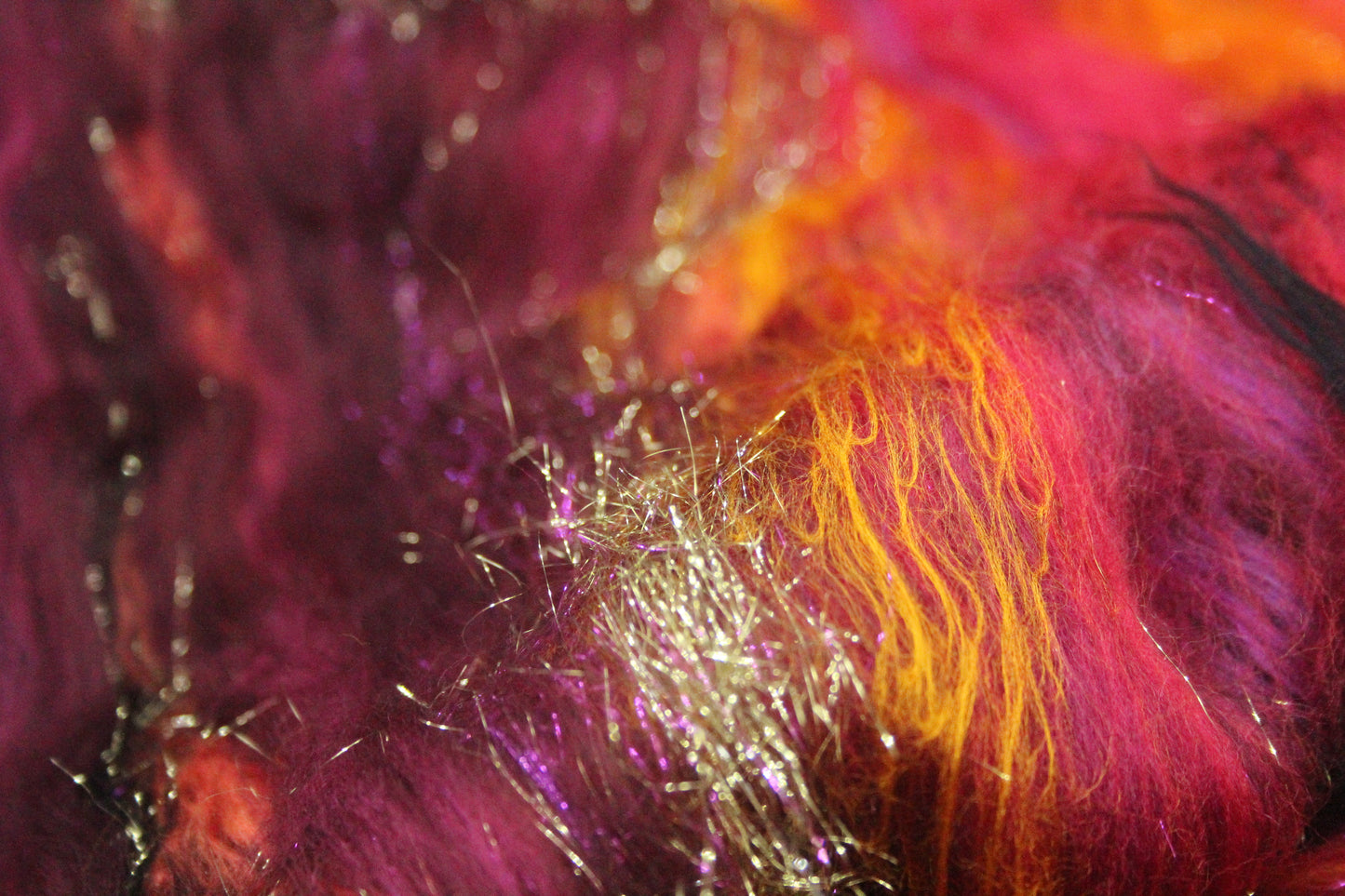 Merino Art Batt  - Orange Red Damson - Gradient - 60 grams 2.1 oz - Wool for felting, spinning and weaving