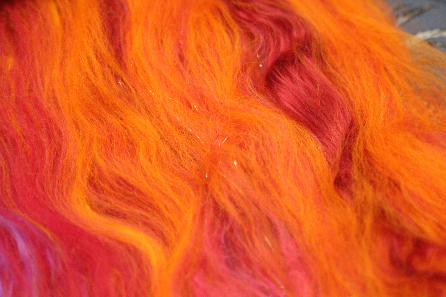 Merino Art Batt  - Orange Red Damson - Gradient - 60 grams 2.1 oz - Wool for felting, spinning and weaving