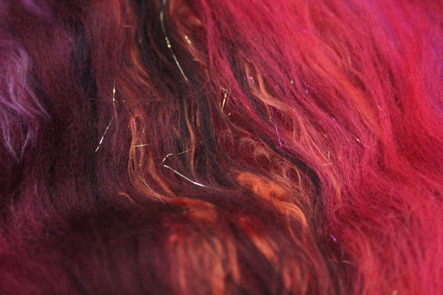 Merino Art Batt  - Orange Red Damson - Gradient - 60 grams 2.1 oz - Wool for felting, spinning and weaving