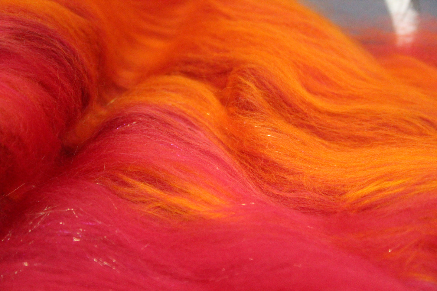 Merino Art Batt  - Orange Red Damson - Gradient - 60 grams 2.1 oz - Wool for felting, spinning and weaving