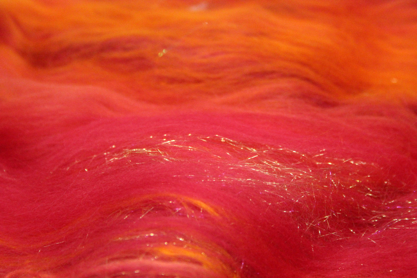 Merino Art Batt  - Orange Red Damson - Gradient - 60 grams 2.1 oz - Wool for felting, spinning and weaving