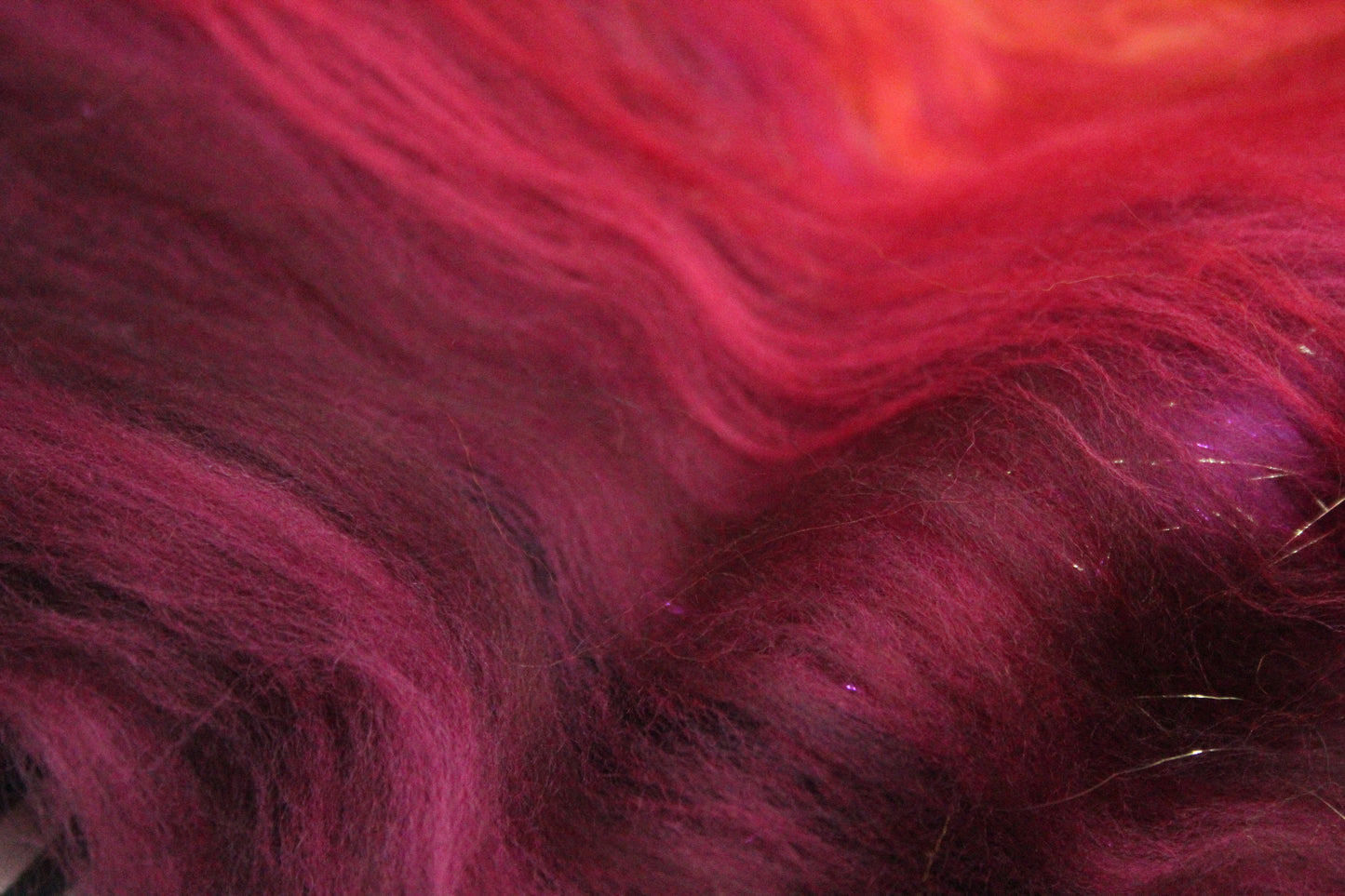 Merino Art Batt  - Orange Red Damson - Gradient - 60 grams 2.1 oz - Wool for felting, spinning and weaving