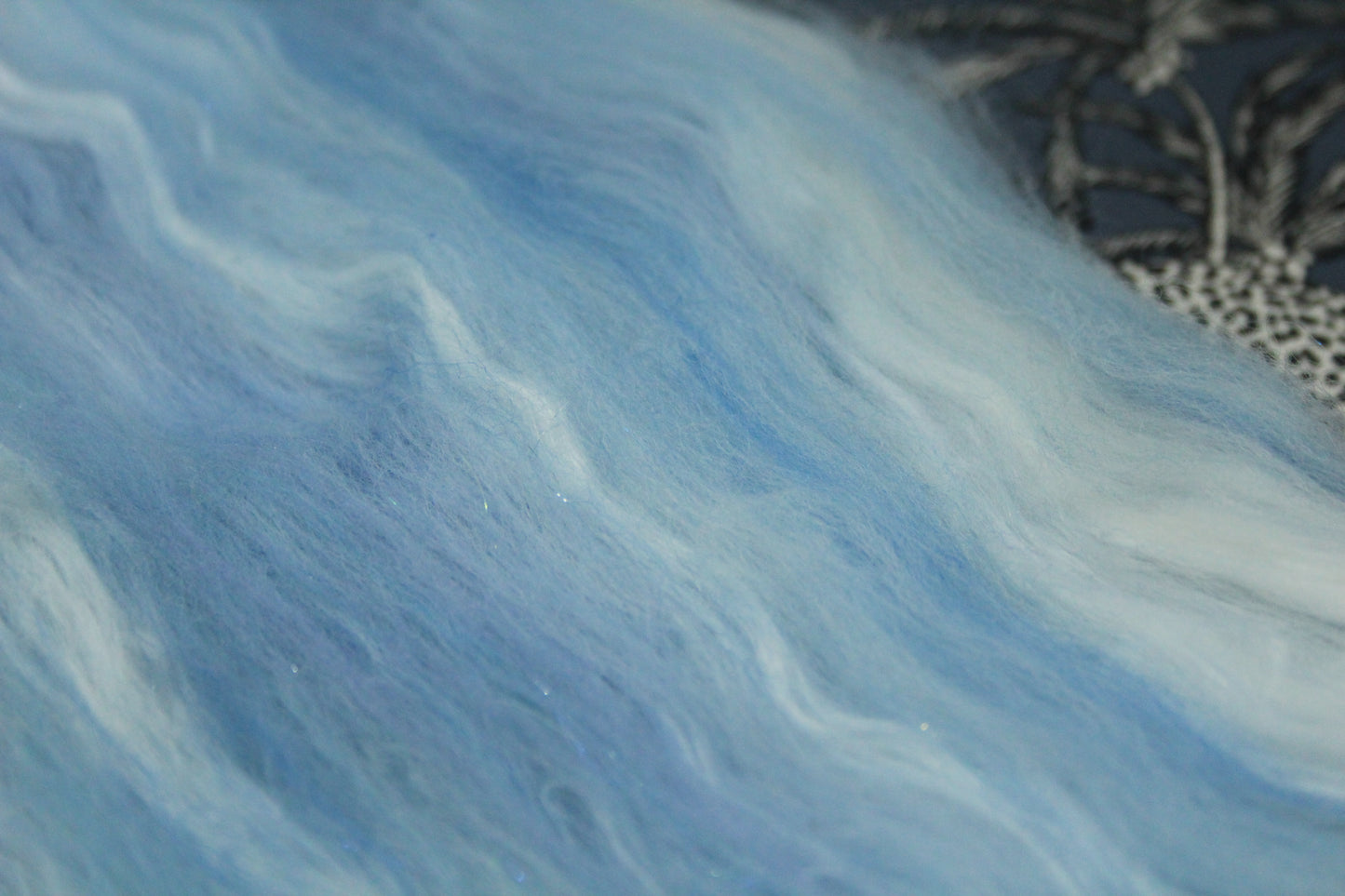 Merino Art Batt  - White Blue Purple Aqua - 65 grams 2.2 oz - Wool for felting, spinning and weaving