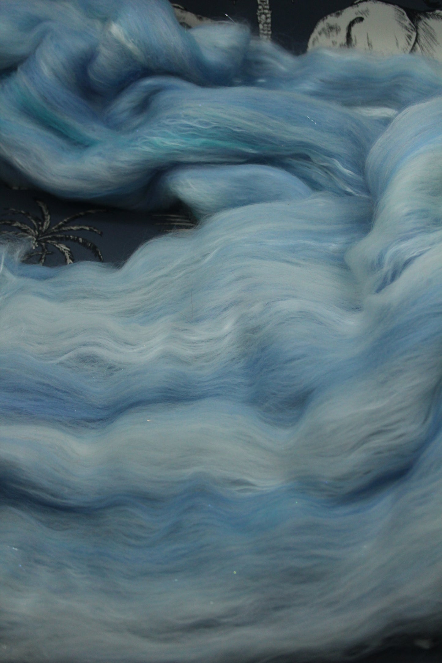 Merino Art Batt  - White Blue Purple Aqua - 65 grams 2.2 oz - Wool for felting, spinning and weaving