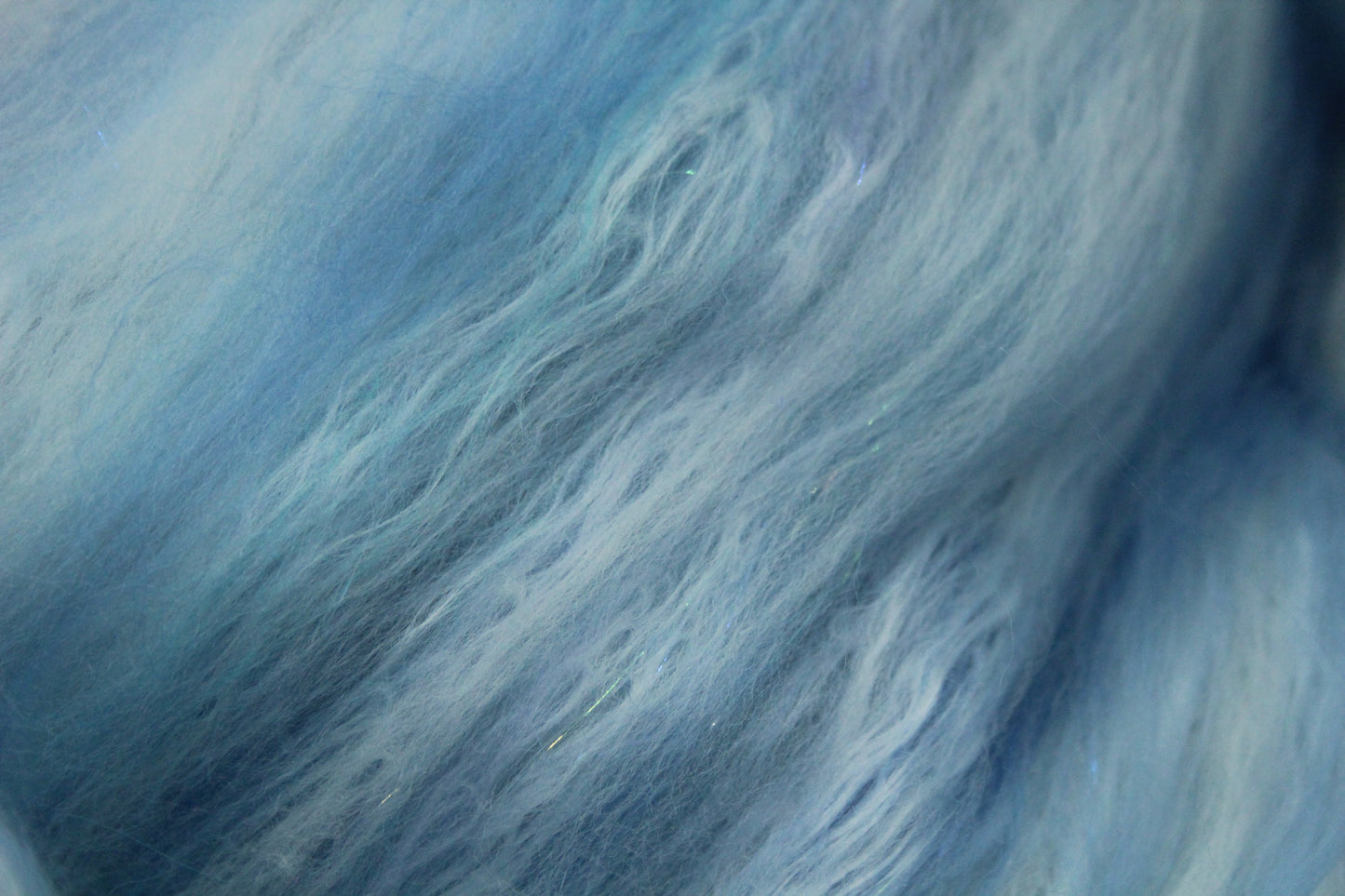 Merino Art Batt  - White Blue Purple Aqua - 65 grams 2.2 oz - Wool for felting, spinning and weaving