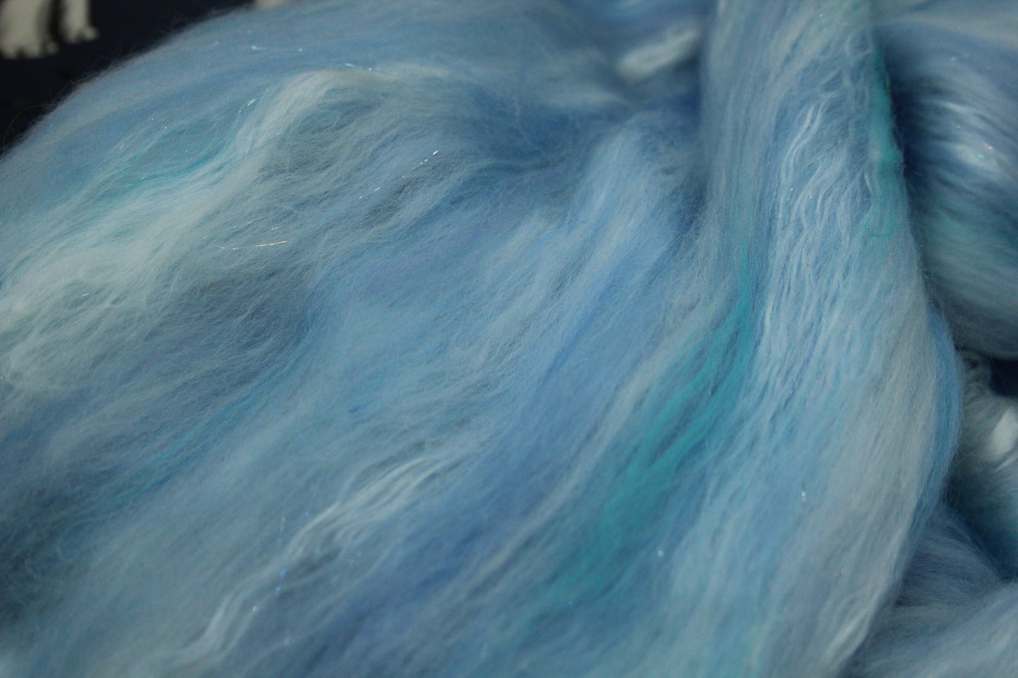 Merino Art Batt  - White Blue Purple Aqua - 65 grams 2.2 oz - Wool for felting, spinning and weaving