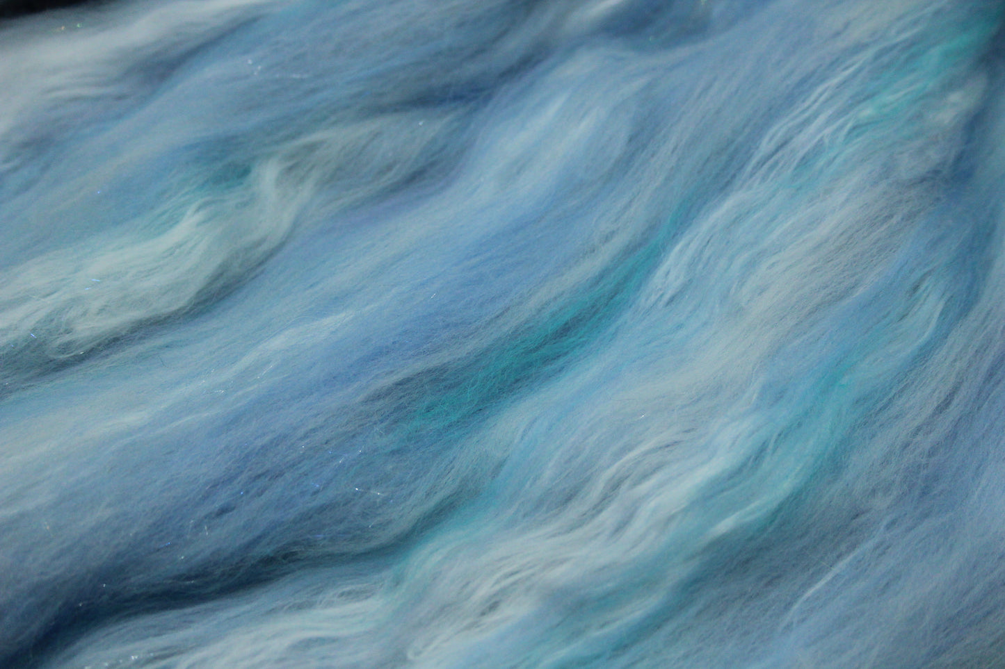 Merino Art Batt  - White Blue Purple Aqua - 65 grams 2.2 oz - Wool for felting, spinning and weaving