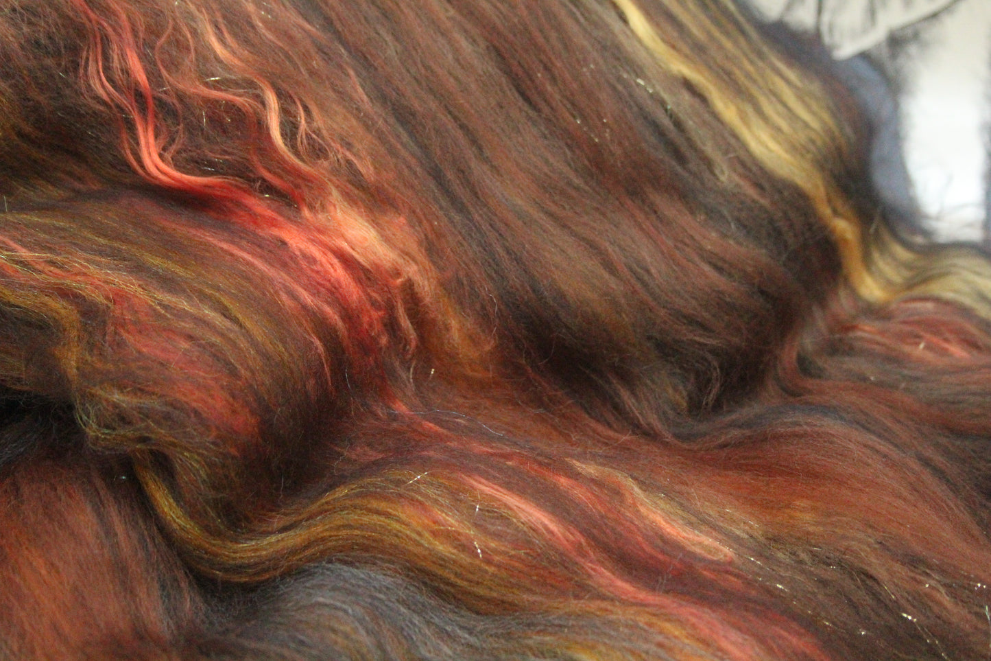Merino Art Batt  - Black Brown  - 63 grams 2.2 oz - Wool for felting, spinning and weaving