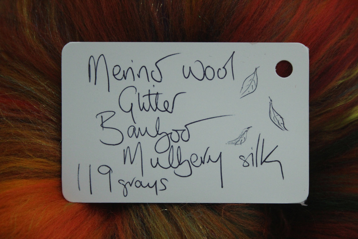 Merino Art Batt  - Orange Green - 119 grams 4.1 oz - Wool for felting, spinning and weaving