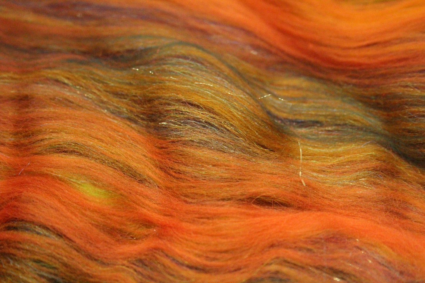 Merino Art Batt  - Orange Green - 119 grams 4.1 oz - Wool for felting, spinning and weaving