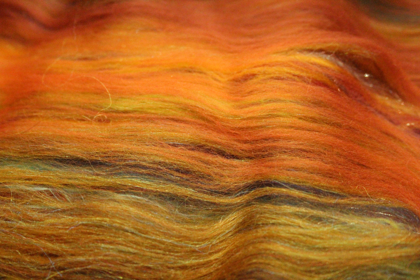 Merino Art Batt  - Orange Green - 119 grams 4.1 oz - Wool for felting, spinning and weaving