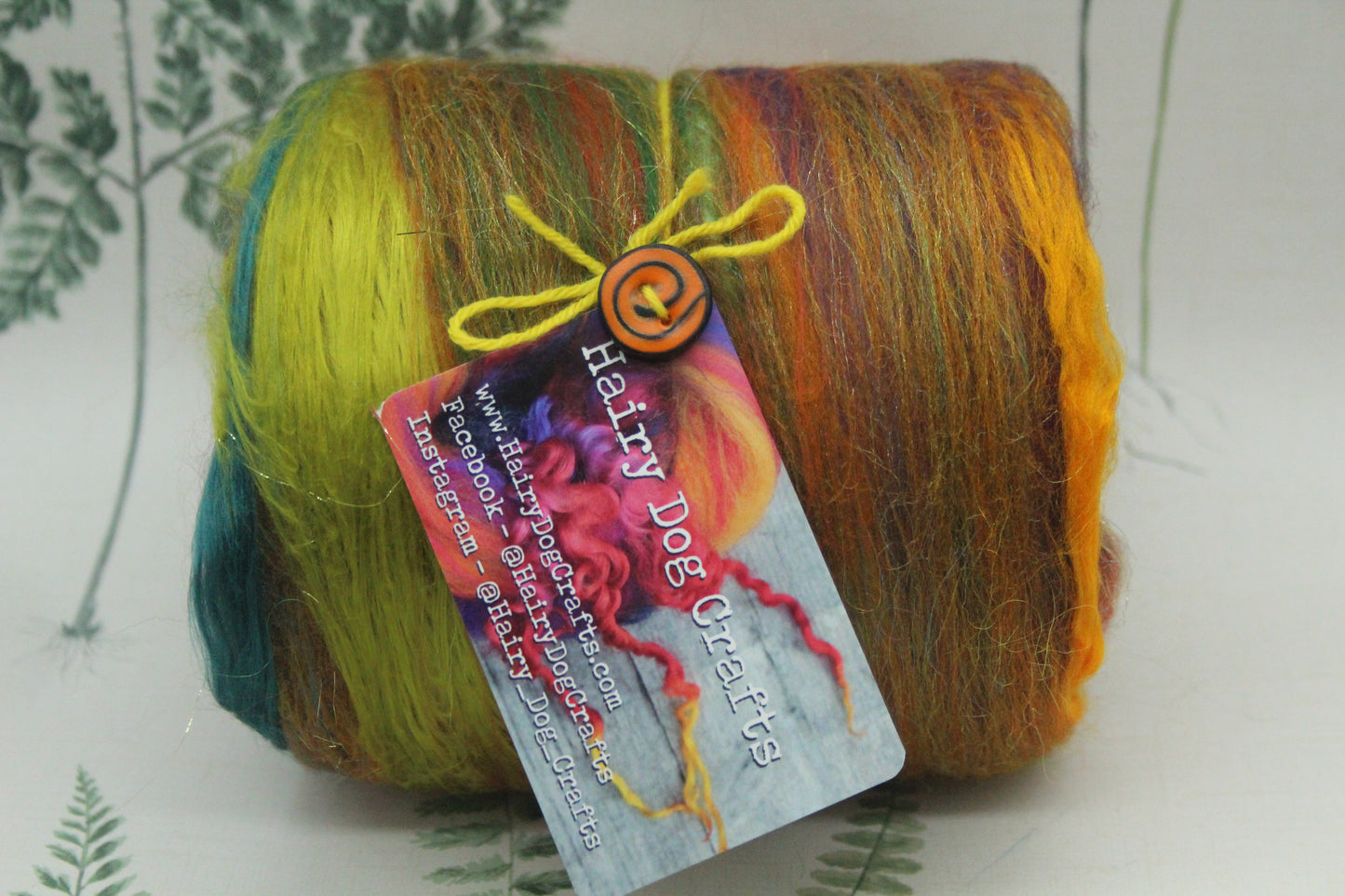 Merino Art Batt  - Orange Green - 119 grams 4.1 oz - Wool for felting, spinning and weaving