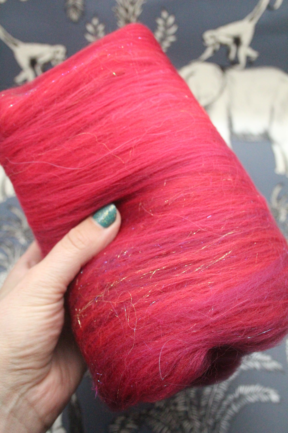Merino Art Batt  -  Red - 50 grams 1.7 oz - Wool for felting, spinning and weaving
