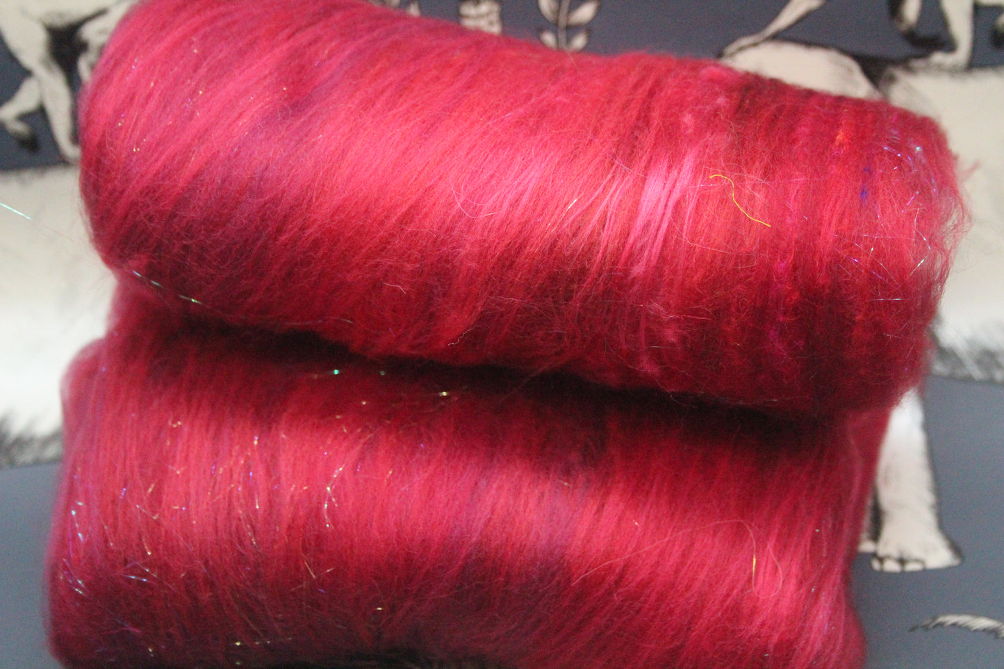 Merino Art Batt  -  Red - 50 grams 1.7 oz - Wool for felting, spinning and weaving