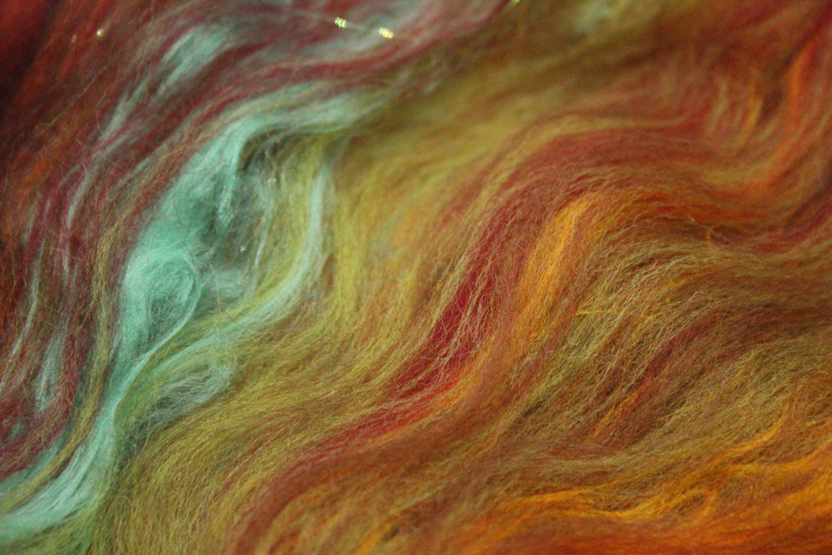 Merino Art Batt - Autumnal - 61 grams 2.1 oz - Wool for felting, spinning and weaving