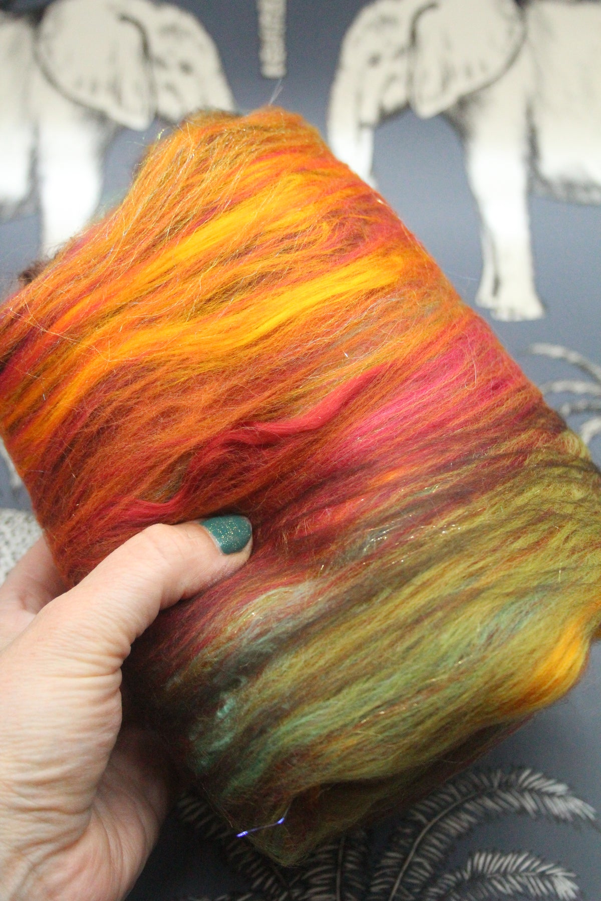 Merino Art Batt - Autumnal - 61 grams 2.1 oz - Wool for felting, spinning and weaving